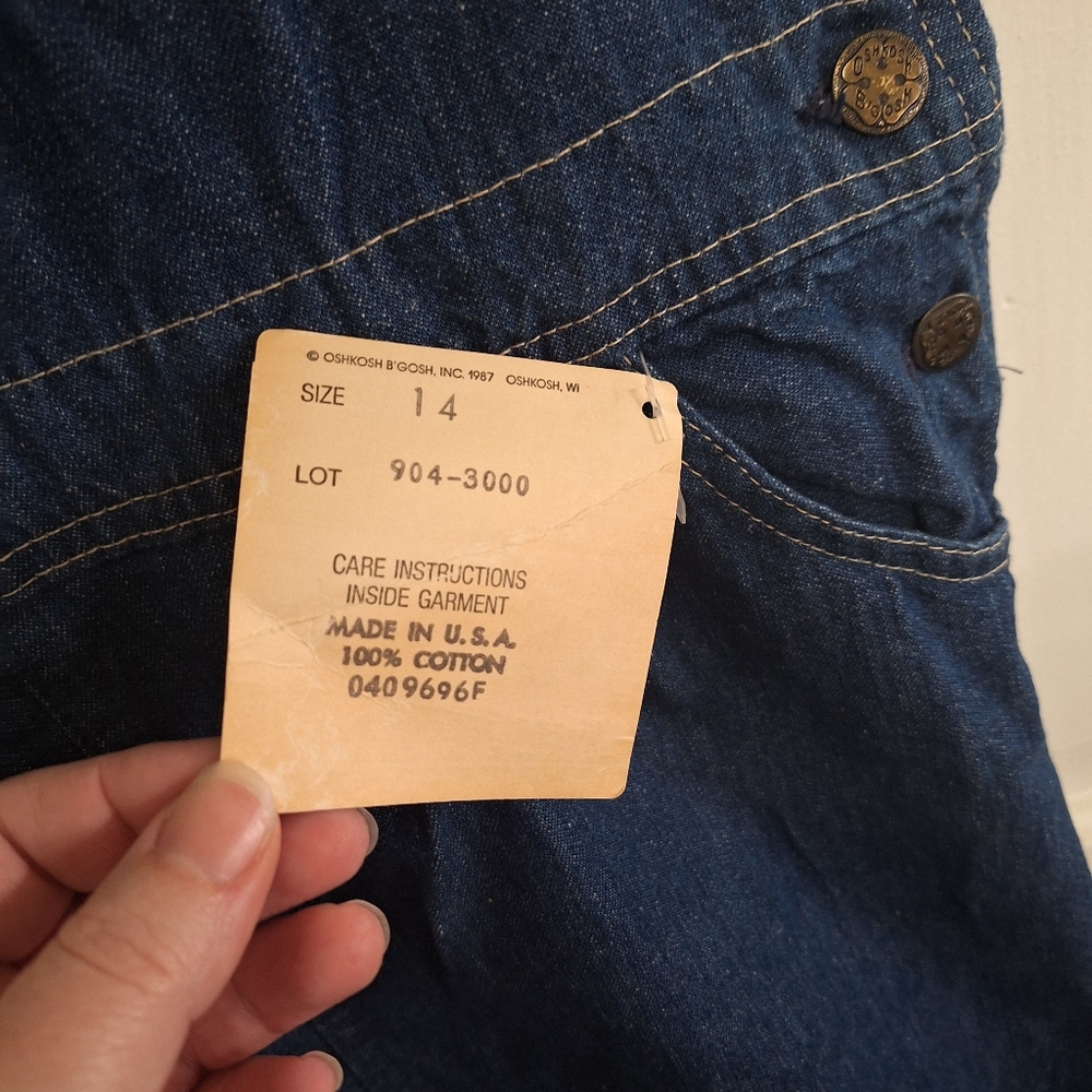 Vintage Osh Kosh Denim Overalls Jumper Dress, Sz 14 Girls STILL HAS TAGS - Picture 5 of 11